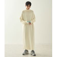 バイパチバイカラーモックネックニットワンピース