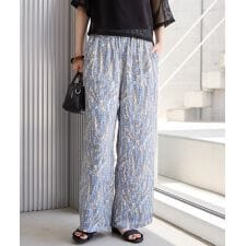 ボーホー柄プリントワイドパンツ