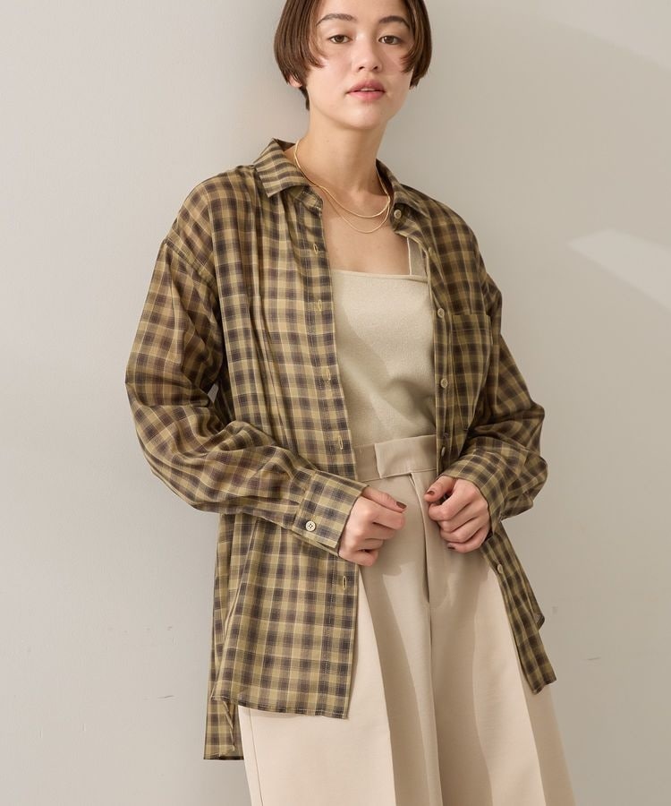 spic&span購入　シアーチェックブラウン　オーバーシャツ spic&span購入 シアーチェックブラウン オーバーシャツ - メルカリ