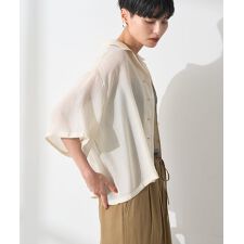 接触冷感シアー開襟半袖シャツ