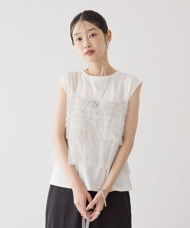 tシャツ HOLiC カット2PTEE　497282 レディース AMERICAN HOLIC tシャツ ラインストーンチュールレイヤードT