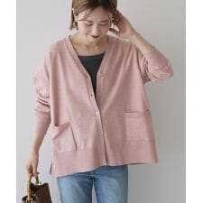 アメリカンホリック(AMERICAN HOLIC)のバイパチVネックルーズカーディガン＜静電気軽減＞