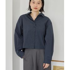 クロップド丈バックタックチェックシャツ
