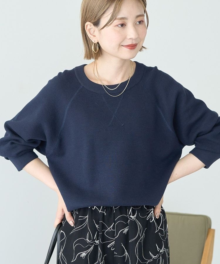 ソフトコットンスウェットライクニットトップス | アメリカンホリック