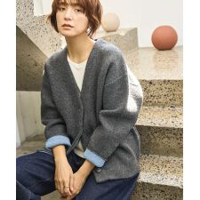 アメリカンホリック(AMERICAN HOLIC)のVネックWフェイスニットカーディガン【WEB限定カラー有り】