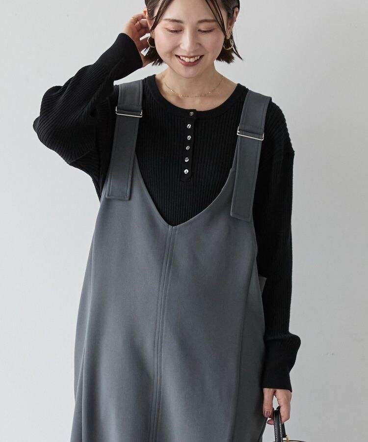 バイパチヘンリーネックリブニットプルオーバー＜静電気軽減