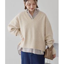 アメリカンホリック(AMERICAN HOLIC)のワイドリブVネックプルオーバー