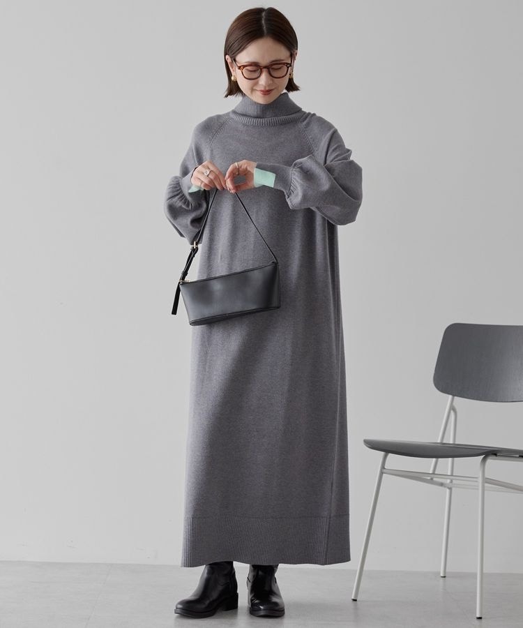 バイパチバイカラーモックネックニットワンピース | アメリカン