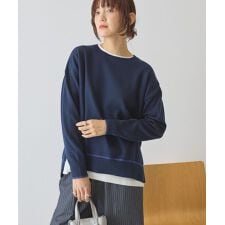 バイカラークルーネックニットプルオーバー