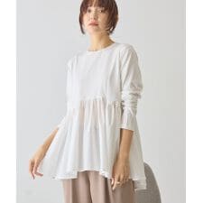 布帛切替ペプラムプルオーバー