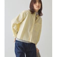 【イージーケア】ショート丈ストライプシャツ