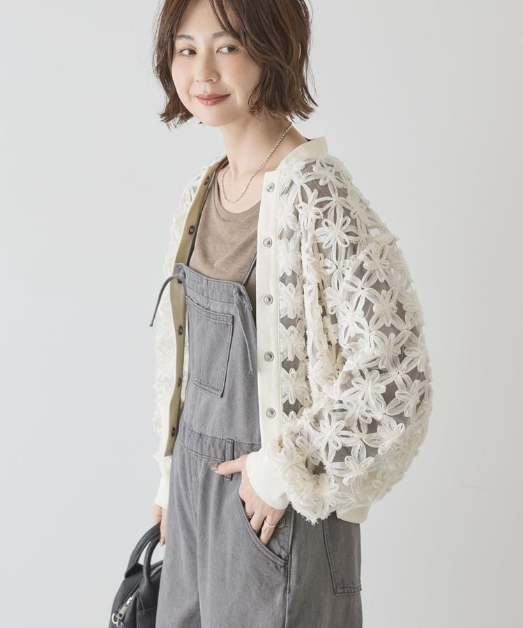 【新品】組曲/オンワード樫山　レース　カーディガン ピンク　タグ付き　春夏　人気 桜 5色 白、赤、紫、ピンク、グリーン レース カーディガン 春