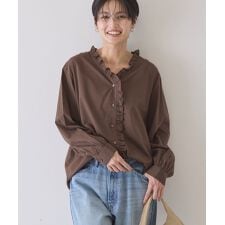 フリルVネックブラウス