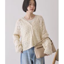 【前後2WAY】レース透かし編みニットカーディガン