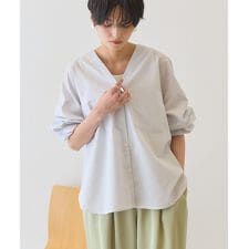 【イージーケア】ストライプVネックシャツ