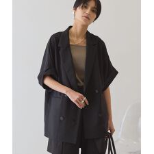 【予約】【接触冷感・イージーケア】リネンライク半袖ジャケット