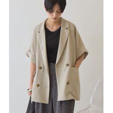 【予約】【接触冷感・イージーケア】リネンライク半袖ジャケット