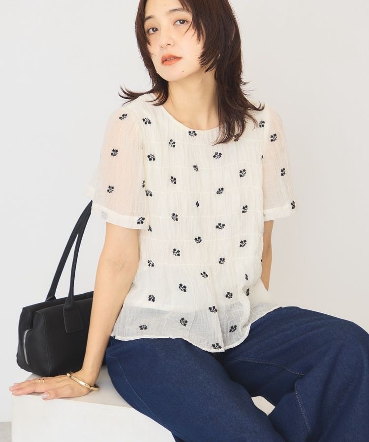 花柄刺繍シャーリングブラウス | アメリカンホリック(AMERICAN HOLIC