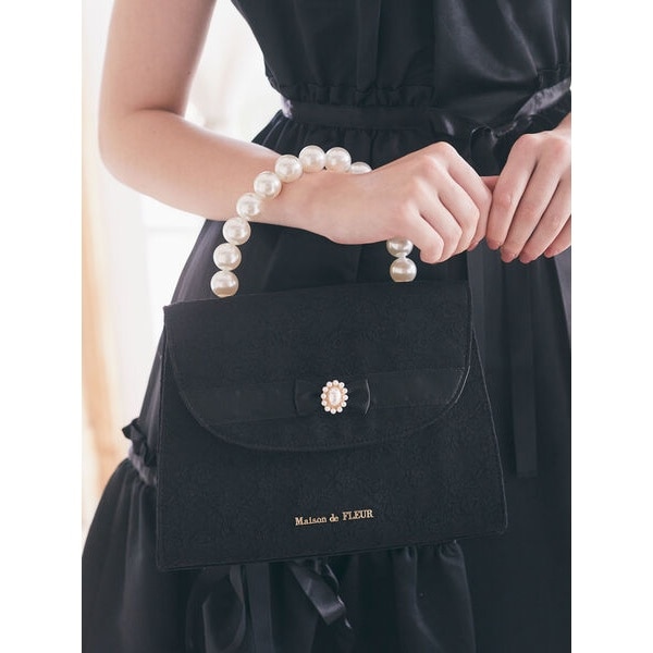♡メゾン・ド・フルール　レースリボンパールビジューフラップバッグ♡ レースリボンパールビジューフラップバッグ/Maison de FLEUR