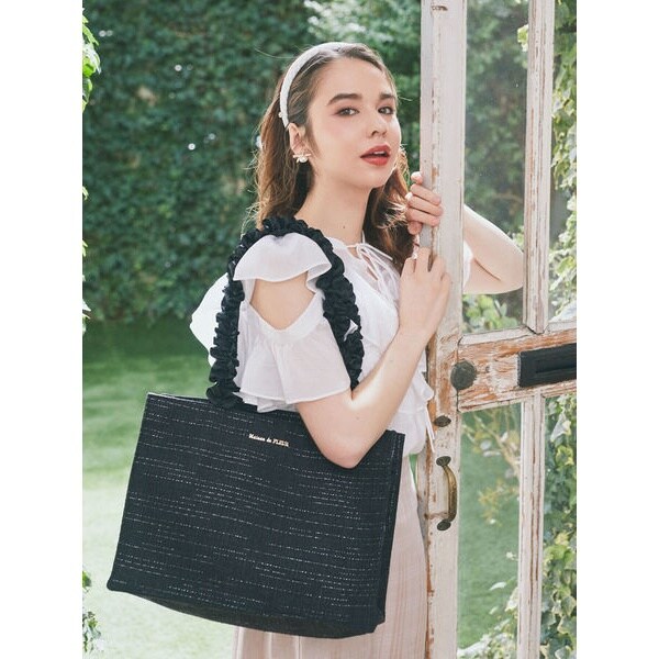 MARY QUANT フリルハンドル バッグ　メゾンドフルール　ブラック　S MARY QUANT フリルハンドル バッグメゾンドフルールブラックS