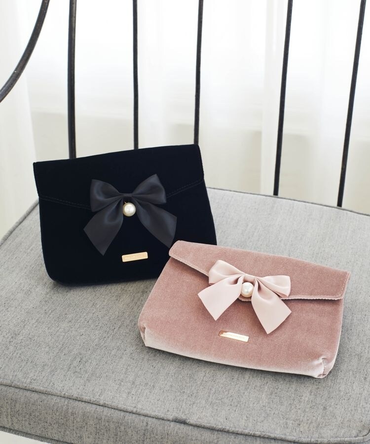 メゾンドフルールジャカードビッグリボンポーチ メゾン ド フルール Maison de FLEUR ジャカ-ドリボンポーチ