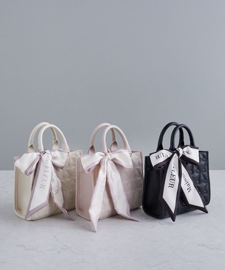 値下げ】Mason de FLEUR メゾンド フルール リボンカゴバッグ パール