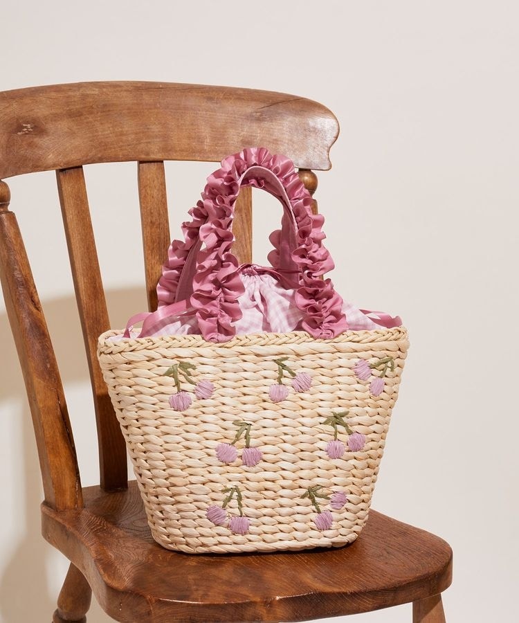 EC限定パールハンドルリボンカゴバッグ Maison de FLEUR EC限定パールハンドルリボンカゴバッグ