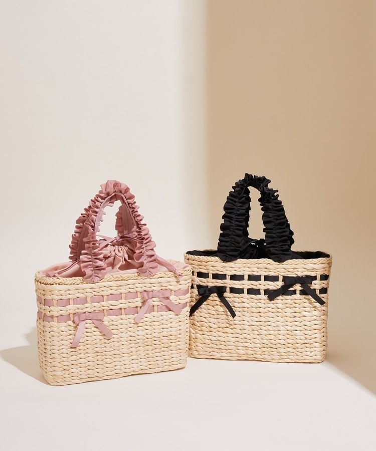 EC限定パールハンドルリボンカゴバッグ Maison de FLEUR EC限定パールハンドルリボンカゴバッグ