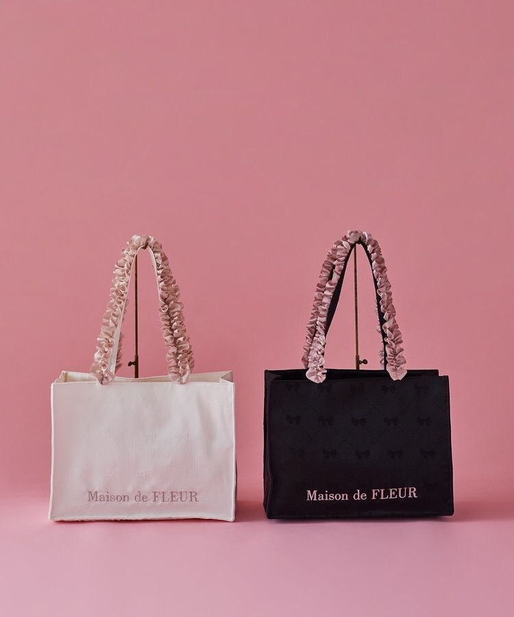 Maison de FLEUR｜リボン柄ジャカードスクエアトートMバッグ