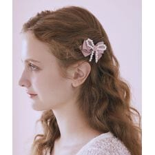 メゾン ド フルール(Maison de FLEUR)のピンクマニアグログランリボンパールクリップ