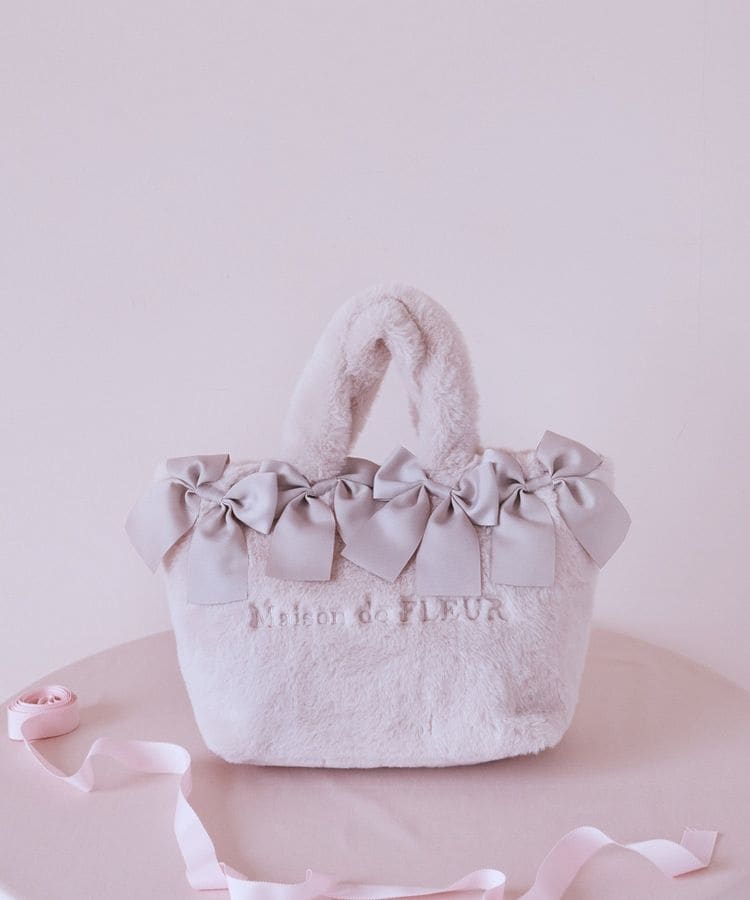 メゾン ド フルール] ﾊﾝﾄﾞﾊﾞｯｸﾞ EC限定パールハンドルリボンカゴバッグ