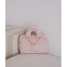 チャーム付きファー2Wayボストンバッグ