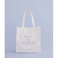 ツイードロゴ刺繍スクエアトートバッグ