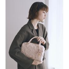 チャーム付きリボンキルティングボストンバッグ