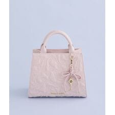 チャーム付きリボンキルティングトートバッグ