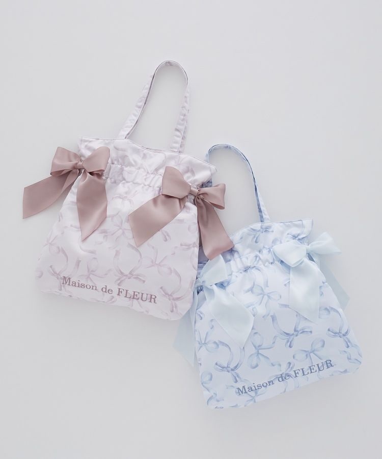 ハンドメイド　花柄バックリボンワンピース　ダブルリボン A4対応】リボン柄ダブルリボントートバッグ | メゾン ド フルール