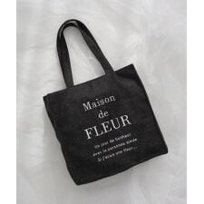 ツイードロゴ刺繍スクエアトートバッグ