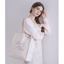 ブランドロゴ刺繍スクエアトートバッグ