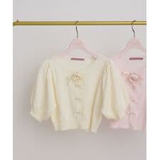 ローズニット半袖カーディガン