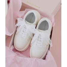 レースリボン厚底スニーカー