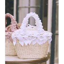 【2Way】フリルハンドルメイズリボン2Wayカゴバッグ