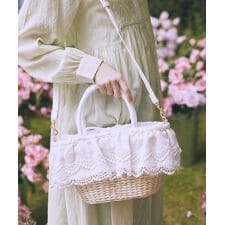 【2Way】レースフリルメイズ2Wayカゴバッグ