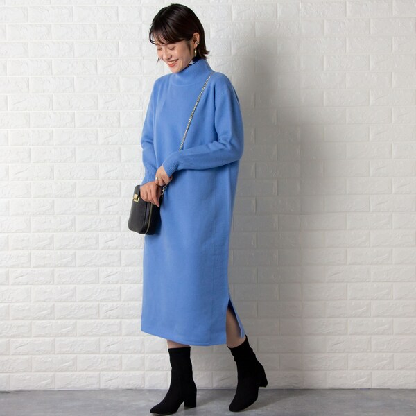 マイラン カシミヤ100％ ジレ ワンピース ベスト スリット ライトブルー ラムカシミヤニットワンピース | ノーリーズ(NOLLEY'S) | マルイウェブ