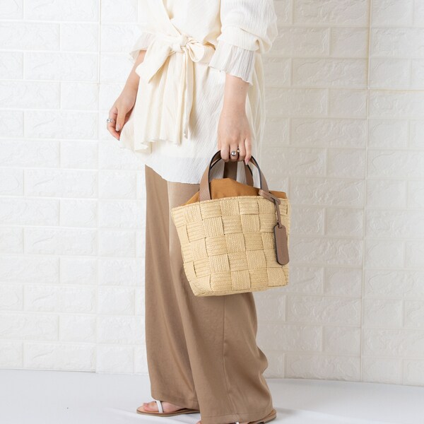 roberto pancani／ ロベルトパンカニ】格子編みバケツ