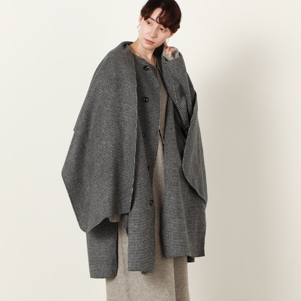 ニアーニッポンnear nipponリバーコート near．nippon／ニアーニッポン】リバー仕立てストール付き