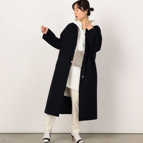 ◇【WEB限定カラーあり】ダブルクロスノーカラーロングコート 