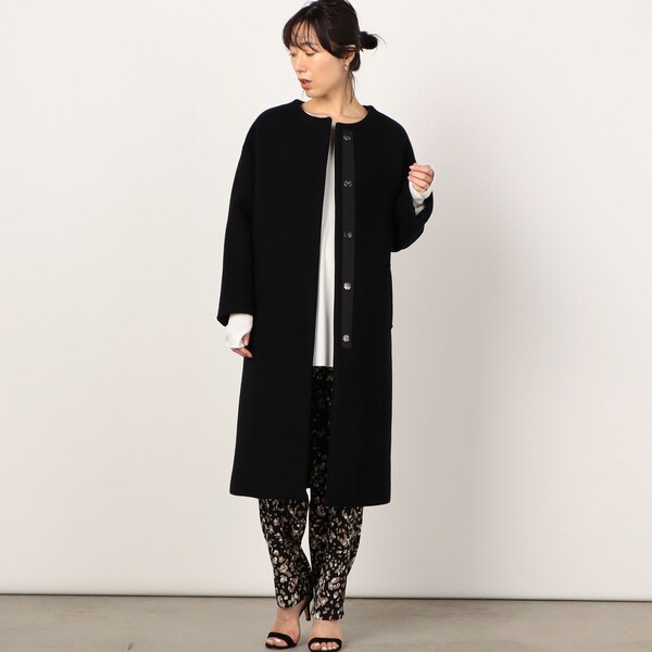 ◇【WEB限定カラーあり】ダブルクロスノーカラーロングコート