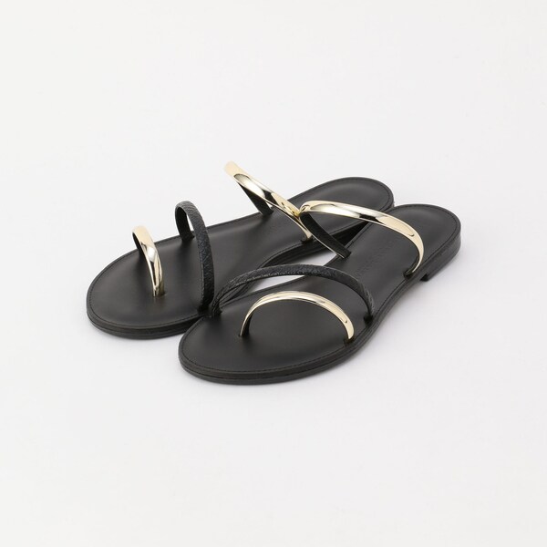 ニコラスライナス ラインストラップサンダル ブラック NICOLAS