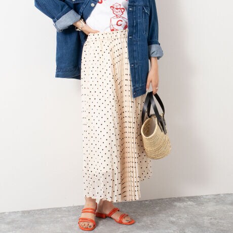スピックアンドスパン ドットシフォンプリーツスカート （Spick and  