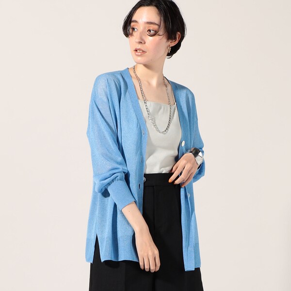 手洗い可能》シアーシャイニーVネックカーディガン | ノーリーズ